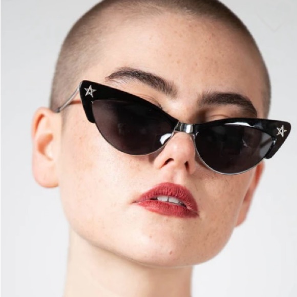 Killstar Accessories - New Killstar Drucilla Sunglasses - Pentagram Details With Soft Black Case UV 400